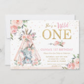 Chic Tribal Floral Elephant Wild Eén eerste verjaa Kaart (Voorkant)