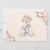 Chic Tribal Pink Floral Elephant Girl Baby shower Kaart (Achterkant)