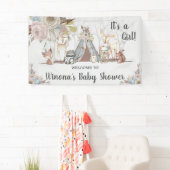 Chic Tribal Woodland Animals Baby shower Achtergro Spandoek (Insitu)