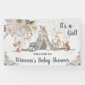 Chic Tribal Woodland Animals Baby shower Achtergro Spandoek (Horizontaal)