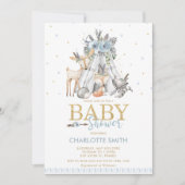 Chic Tribal Woodland Animals Blue Boy Baby shower Kaart (Voorkant)