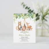 Chic Tribal Woodland Animals GreenGenery Baby show Briefkaart (Staand voorkant)