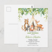 Chic Tribal Woodland Animals GreenGenery Baby show Briefkaart (Voorkant / Achterkant)