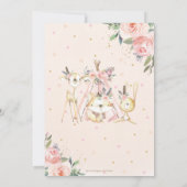 Chic Tribal Woodland Animals Pink Girl Baby shower Kaart (Achterkant)