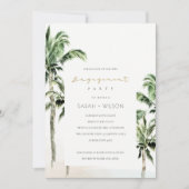 Chic Tropical Beach Palm Trees Verloving nodigt ui Bedankkaart (Voorkant)