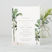 Chic Tropical Beach Palm Trees Verloving nodigt ui Bedankkaart (Staand voorkant)