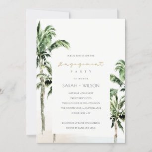 Chic Tropical Beach Palm Trees Verloving nodigt ui Bedankkaart