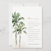 Chic Tropical Beach Palm Trees Waterverf Wedding Bedankkaart (Voorkant)