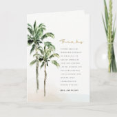 Chic Tropical Beach Palm Trees Waterverf Wedding Bedankkaart (Voorkant)