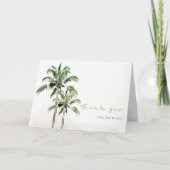 Chic Tropical Beach Palm Trees Waterverf Wedding Bedankkaart (Voorkant)