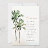 Chic Tropical Beach Palm Trees Waterverf Wedding Bedankkaart (Voorkant)