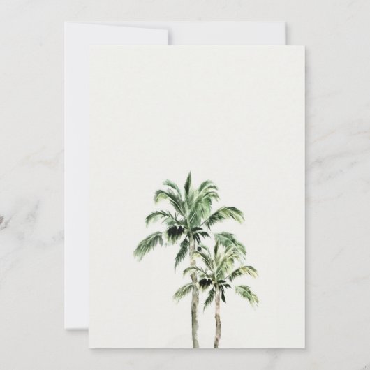Chic Tropical Beach Palm Trees Waterverf Wedding Kaart (Achterkant)