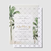Chic Tropical Beach Palm Trees Waterverf Wedding Vellum Uitnodigingen (Offset (Uitnodiging))