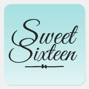 Chic Tropical Blauw Ombre Sweet 16 16e Verjaardag Vierkante Sticker