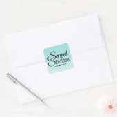 Chic Tropical Blauw Ombre Sweet 16 16e Verjaardag Vierkante Sticker (Envelop)