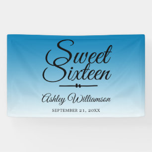 Chic Tropical Blue Ombre Sweet 16 16e verjaardag Spandoek