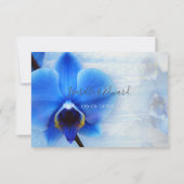 Chic Tropical Blue Waterverf Orchids Wedding RSVP Kaartje (Achterkant)