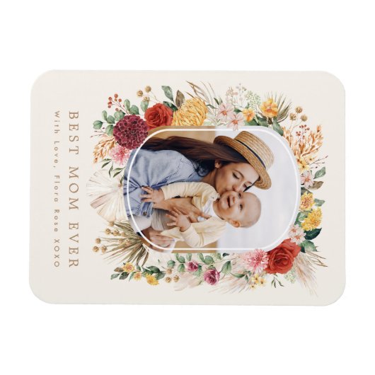 Chic Tropical Boho Floral Moederdag Gift Magneet (Horizontaal)