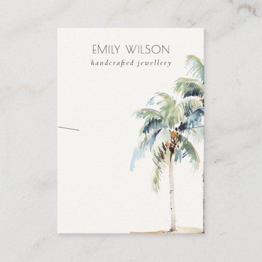 Chic Tropical Coastal Palm Tree Ketting Display Visitekaartje (Voorkant)