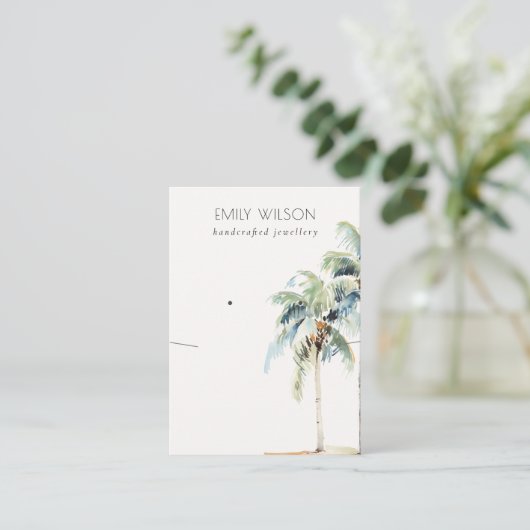 Chic Tropical Coastal Palm Tree Ketting Oorbel Visitekaartje (Staand voorkant)