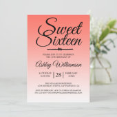Chic Tropical Coral Ombre Sweet 16 16th Birthday Kaart (Staand voorkant)