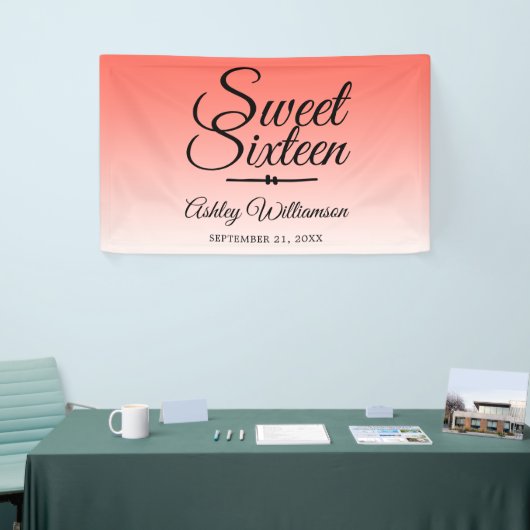 Chic Tropical Coral Ombre Sweet 16 16th Birthday Spandoek (Beurs)