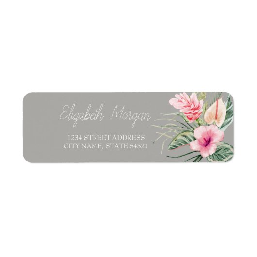 Chic Tropical Flowers Hibiscus  Address Label (Voorkant)