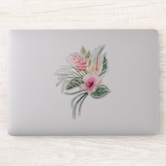 Chic Tropical Flowers Sticker (Computer)