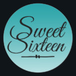 Chic Tropical Green Ombre Sweet 16 16th Birthday Ronde Sticker<br><div class="desc">Een chic tropical green ombre design Sweet 16 verjaardagsenvelopverzegeling om je uitnodigingsenveloppen te verzegelen of 16-jarige verjaardagsfeestjes. De heldere viridiaangroene vervaagt op een witte achtergrond. De tekst "Sweet Sixteen"in zwart wordt geplaatst in modern manuscript. Elegant 16e verjaardagsfeest stickers voor een glamoureuze Sweet Sixteen, perfect voor haar, de fashionista die van...</div>