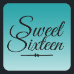 Chic Tropical Green Ombre Sweet 16 16th Birthday Vierkante Sticker<br><div class="desc">Een chic tropical green ombre design Sweet 16 verjaardagsenvelopverzegeling om je uitnodigingsenveloppen te verzegelen of 16-jarige verjaardagsfeestjes. De heldere viridiaangroene vervaagt op een witte achtergrond. De tekst "Sweet Sixteen"in zwart wordt geplaatst in modern manuscript. Elegant 16e verjaardagsfeest stickers voor een glamoureuze Sweet Sixteen, perfect voor haar, de fashionista die van...</div>