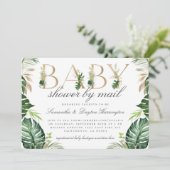 Chic Tropical Greenery Gold Baby shower per post Kaart (Staand voorkant)