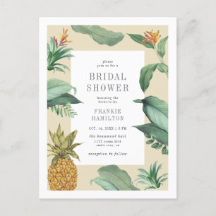 Chic  Tropical Leaves Tekening Vrijgezellenfeest Uitnodiging Briefkaart