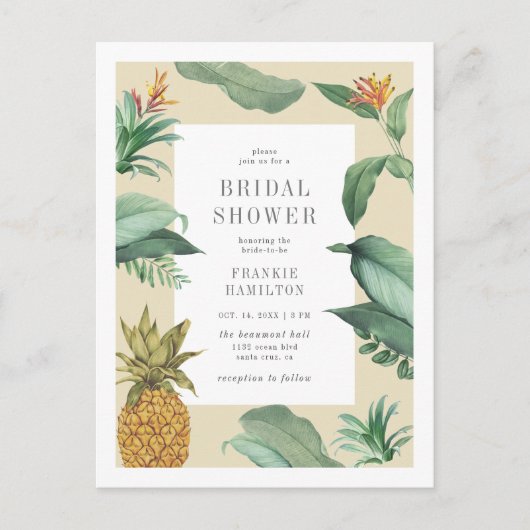 Chic  Tropical Leaves Tekening Vrijgezellenfeest Uitnodiging Briefkaart (Voorkant)