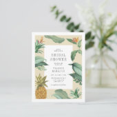 Chic  Tropical Leaves Tekening Vrijgezellenfeest Uitnodiging Briefkaart (Staand voorkant)