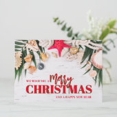 Chic Tropical Merry Christmas Business Logo Feestdagenkaart (Staand voorkant)