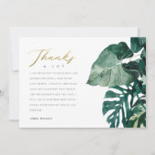 Chic Tropical Monstera Foliage Green Baby shower Bedankkaart (Voorkant)