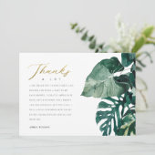 Chic Tropical Monstera Foliage Green Baby shower Bedankkaart (Staand voorkant)
