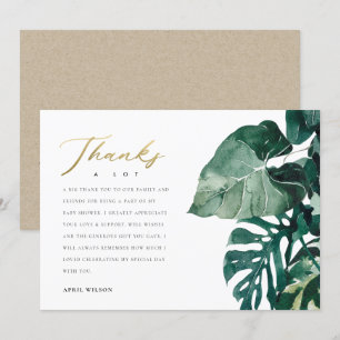 Chic Tropical Monstera Foliage Green Baby shower Bedankkaart