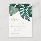 Chic Tropical Monstera Foliage Green Wedding Rsvp Informatiekaartje (Voorkant)