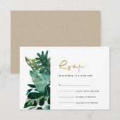 Chic Tropical Monstera Foliage Green Wedding Rsvp Informatiekaartje (Voorkant / Achterkant)
