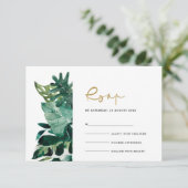 Chic Tropical Monstera Foliage Green Wedding Rsvp Informatiekaartje (Staand voorkant)