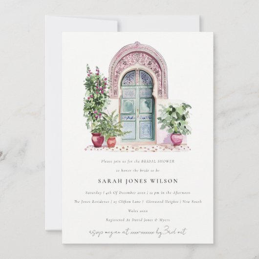 Chic Tropical Moroccan Doorway Vrijgezellenfeest Kaart (Voorkant)