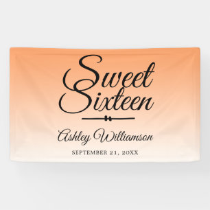 Chic Tropical Oranje Ombre Sweet 16 16e Verjaardag Spandoek