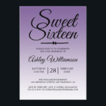 Chic Tropical Paars Ombre Sweet 16 16th Birthday Kaart<br><div class="desc">Een chique tropische paarse ombre design Sweet 16 verjaardagsuitnodiging. Het heldere paarse vervaagt naar een witte achtergrond. De tekst "Sweet Sixteen" in het zwart is geschreven in modern schrift. Elegante 16e verjaardagsfeestuitnodiging voor een glamoureuze Sweet Sixteen, perfect voor haar, de fashionista die houdt van modern patroon, luxe en glam met...</div>