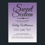Chic Tropical Paars Ombre Sweet 16 16th Birthday Kaart<br><div class="desc">Een chique tropische paarse ombre design Sweet 16 verjaardagsuitnodiging. Het heldere paarse vervaagt naar een witte achtergrond. De tekst "Sweet Sixteen" in het zwart is geschreven in modern schrift. Elegante 16e verjaardagsfeestuitnodiging voor een glamoureuze Sweet Sixteen, perfect voor haar, de fashionista die houdt van modern patroon, luxe en glam met...</div>