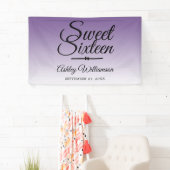 Chic Tropical Paars Ombre Sweet 16 16th Birthday Spandoek (Insitu)