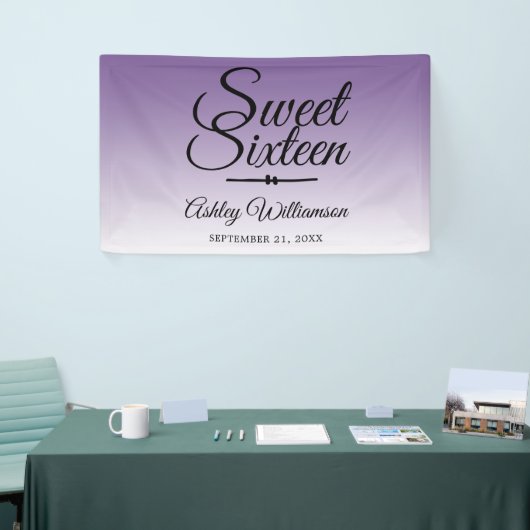 Chic Tropical Paars Ombre Sweet 16 16th Birthday Spandoek (Beurs)