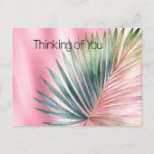 Chic Tropical Pink Green Leaf Briefkaart (Voorkant)