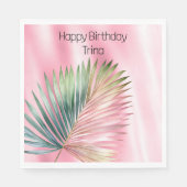 Chic Tropical Pink Green Leaf Servet (Voorkant)