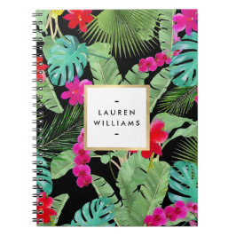 Chic Tropical Print Waterverf zwart Notitieboek